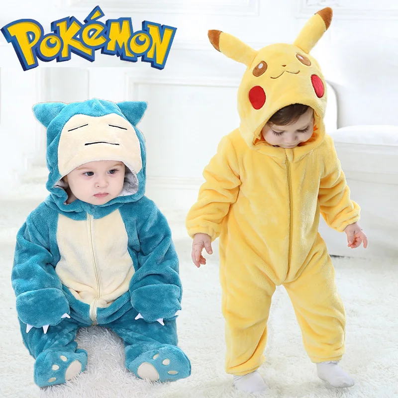

Комбинезон детский с капюшоном, комбинезон в стиле унисекс, с изображением покемона Пикачу и храпа, милая мультяшная домашняя одежда