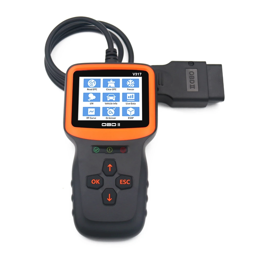 Фото Сканер OBD2 для диагностики неисправностей двигателя автомобиля, считыватель кодов, инструмент для диагностики с проверкой датчика O2, подходит для всех автомобилей с OBD II. №4