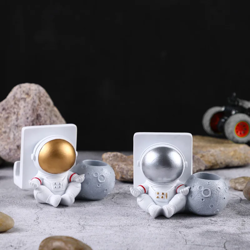 astronaut phone holder ornaments resin mobile smartphone stand holder spaceman bracket toys home office desk decor birthday gift free global shipping