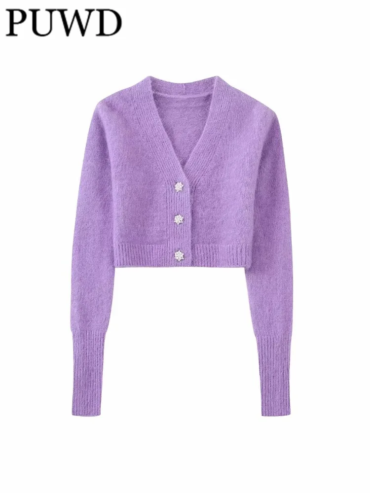 

Женский шерстяной вязаный кардиган с длинным рукавом и V-образным вырезом