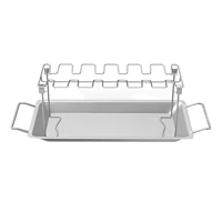 chicken leg rack for grill detachable chicken leg rack with drip tray high grade stainless steel chicken leg rack with drip pan