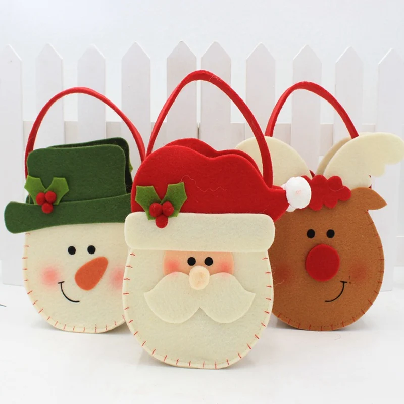 

2/5/10Pcs Christmas Handbag Double Sided Stereo Gift Bags Children's Candy Apple Decorative Bag Christmas Decoration