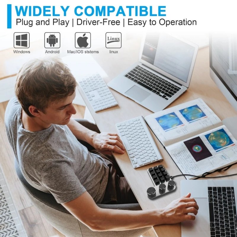 

Custom Programming Macro Knob Keyboard 4/12 Keys Macropad Copy Paste RGB Keypad