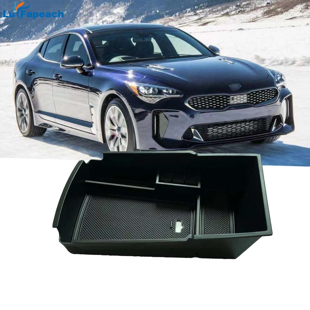 

Car Armrest Storage Box Suitable For Kia Stinger Central Control Center 2019 2020 Modified ABS Black Auto Interior Accessories