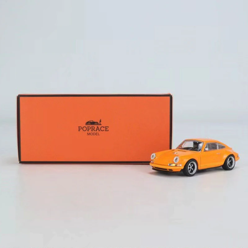 

POPRace 1/64 модель автомобиля Singer 964 Ретро литье под давлением-оранжевая классика
