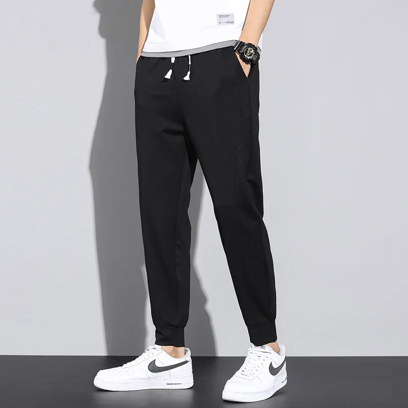 

2022 New Autumn Men's Pants Tied Leg Casual Korean Version Loose Harlan Clothes Lightweight Breathable Men Nine Cents Pants