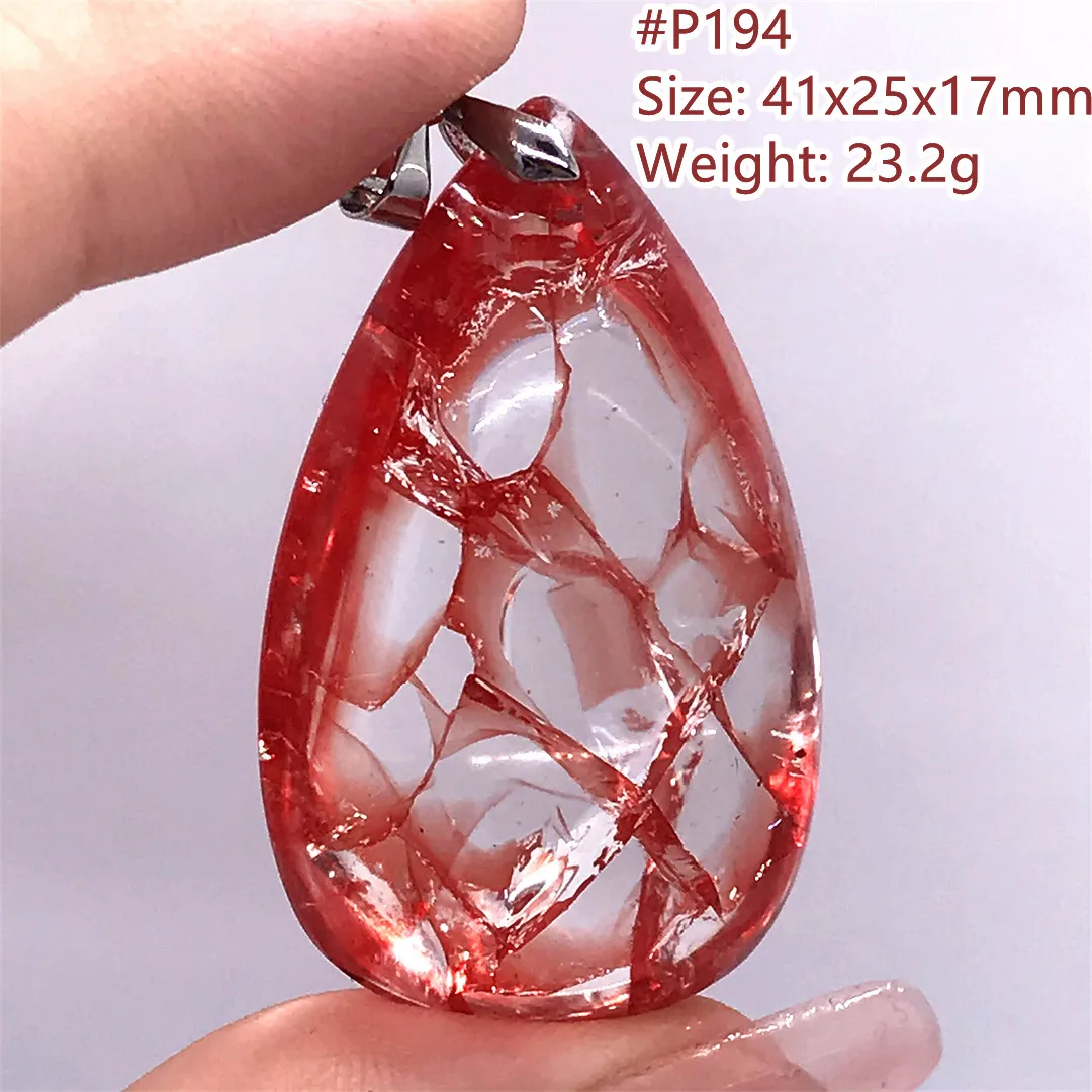 

Natural Red Limonite Phantom Quartz Pendant Women Lady Men Healing Gift Clear Beads Wealth Crystal Silver Reiki Gemstone AAAAA