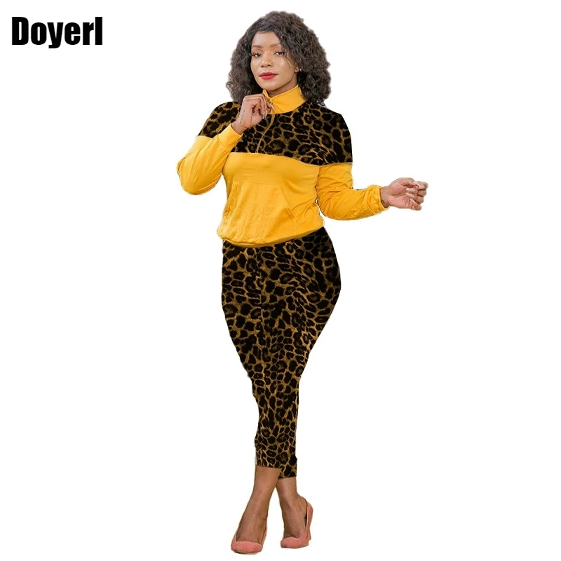Leopard Print Two Piece Set Women Top Pants Set Lounge Wear Sweatsuits for Women Sportwear Casual Fashion Tracksuit Women Set