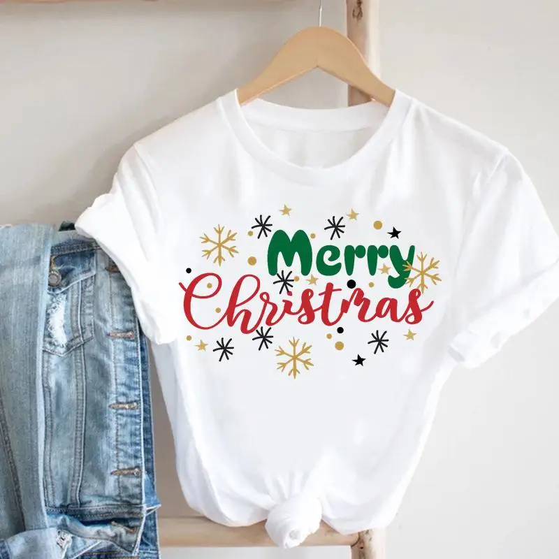 

Women Merry Christmas New Year Trend T-shirts Cartoon Fashion Letter Festival Happy Top Graphic Tshirt Holiday Travel Tee