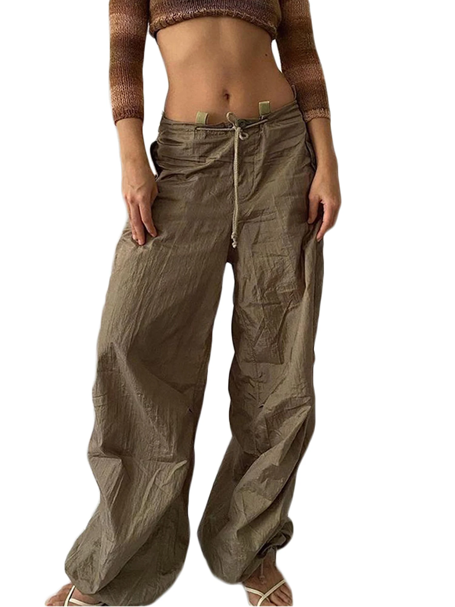 

Джоггеры-карго свободного кроя с поясом на кулиске и широкими штанинами-модные негабаритные парашютные брюки для женщин в стиле s Y2K