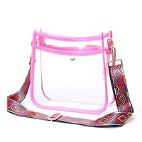 pvc 2022 trend fashion transparent small tote shoulder commuter niche ladies summer casual cosmetic bag wide shoulder straps