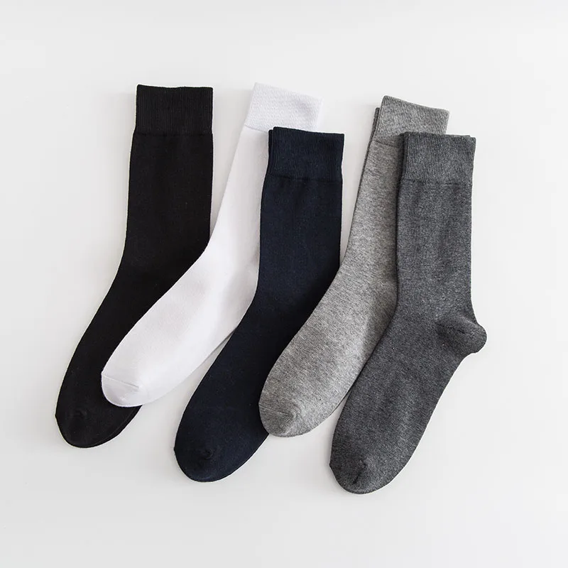 

10 Pair Pure Cotton Men's Business Socks Black Deodorant Plus Size Casual White Man Long Socks Size 40-46