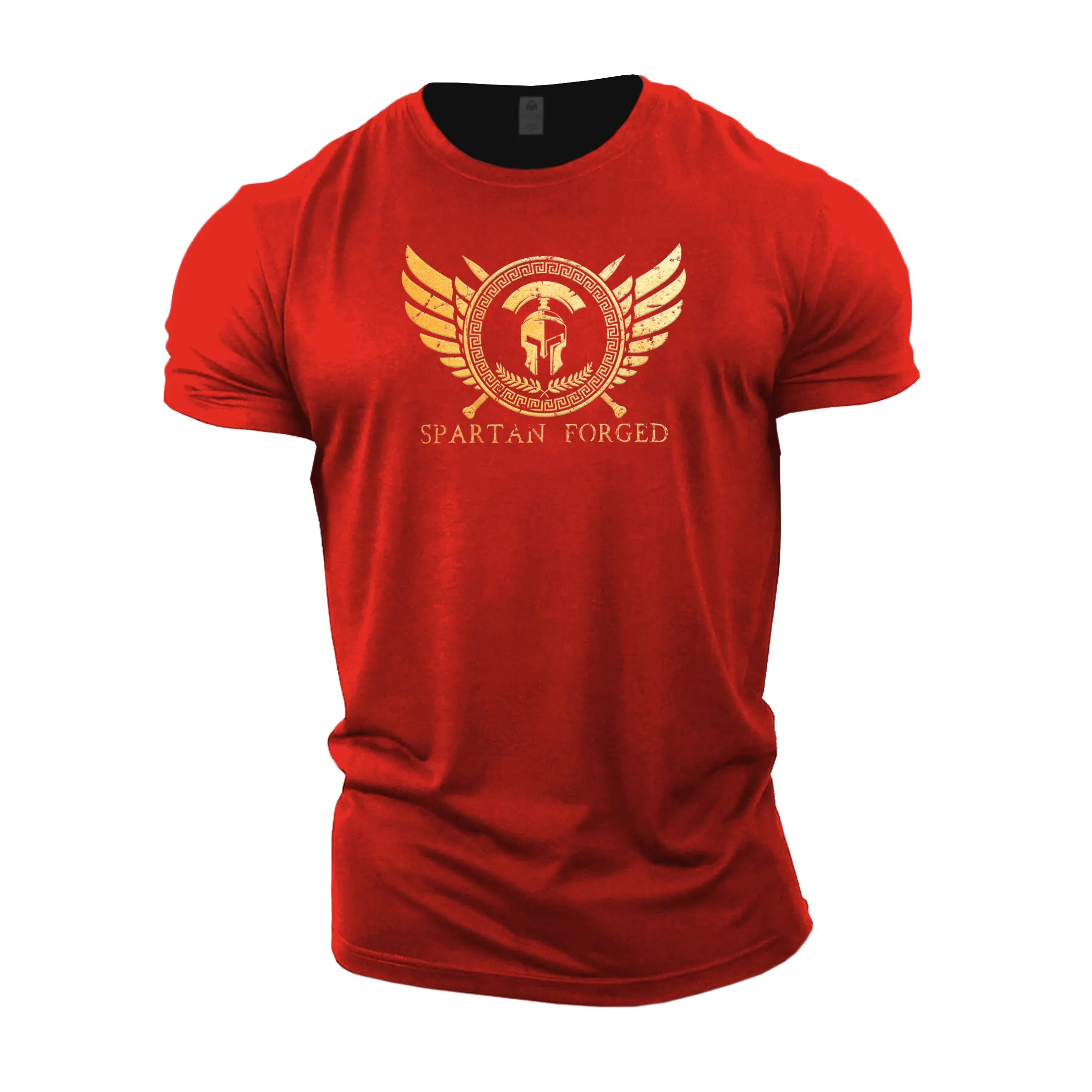

Fashion Summer Red Sportswear Men's Spartan Pattern Men's T-shirt Casual Unisex Clothing Polyester Quick Drying Short Sleeve 6XL