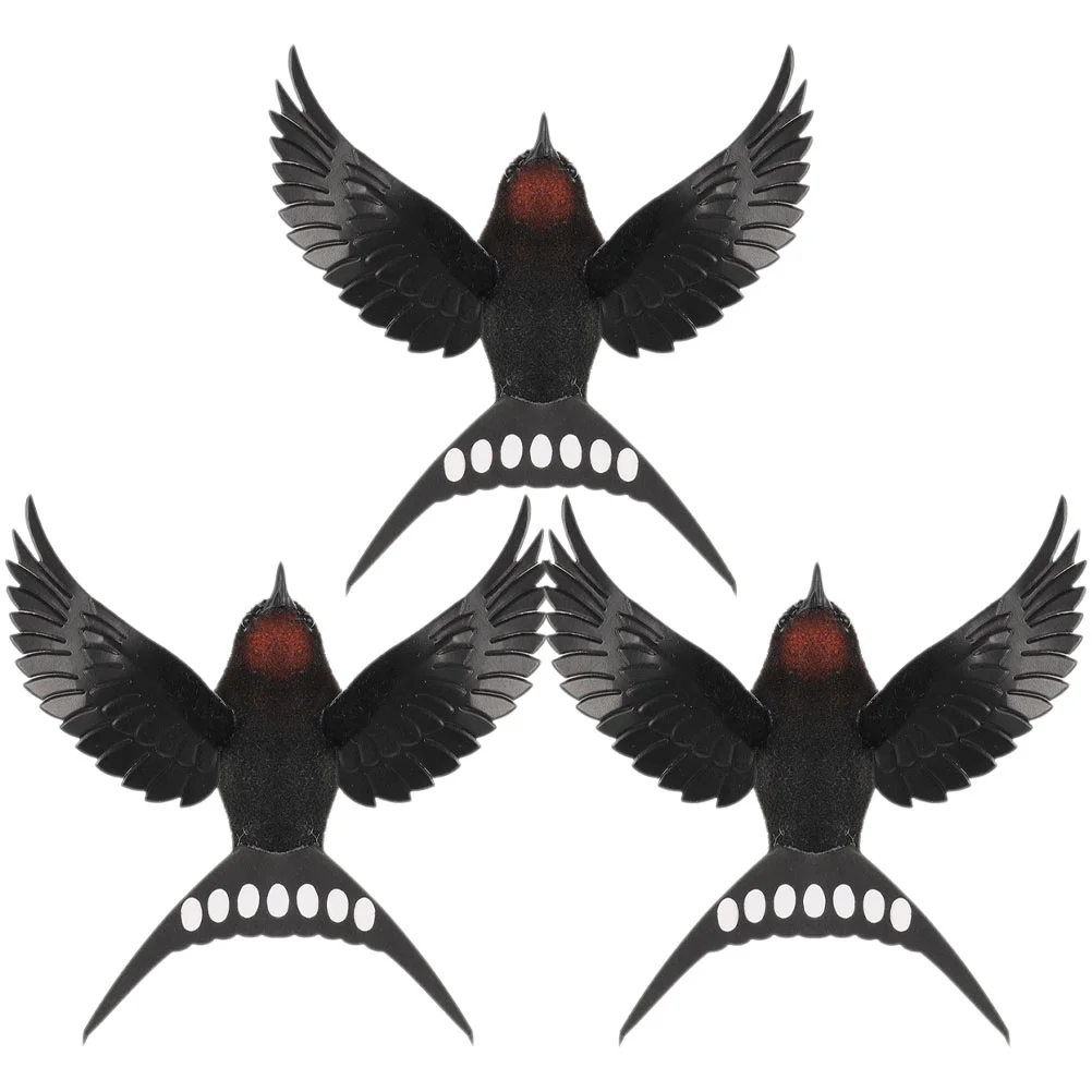 

3 Pcs Home Decor Mold Swallow Neat Ornament Bird Farmhouse Outdoor Artificial Foam Simulation Tree Ornaments