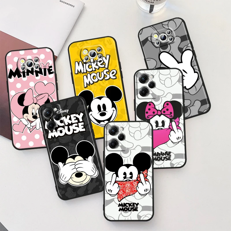 

Fashion Mickey Mouse For Xiaomi Poco X5 C55 C50 M5 M4 X4 X3 F3 GT NFC M3 C3 M2 F2 F1 X2 Pro Silicone Black Phone Case