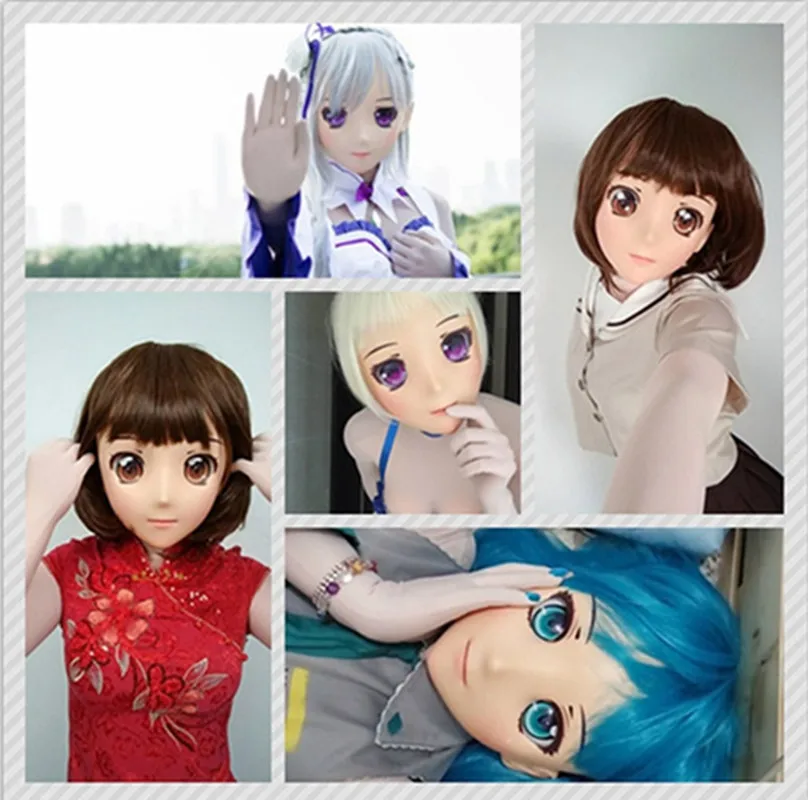 

(GL Jiang) Female Sweet Girl Resin Half Head Kigurumi Crossdress Cosplay Japanese Anime Role Lolita Doll Mask