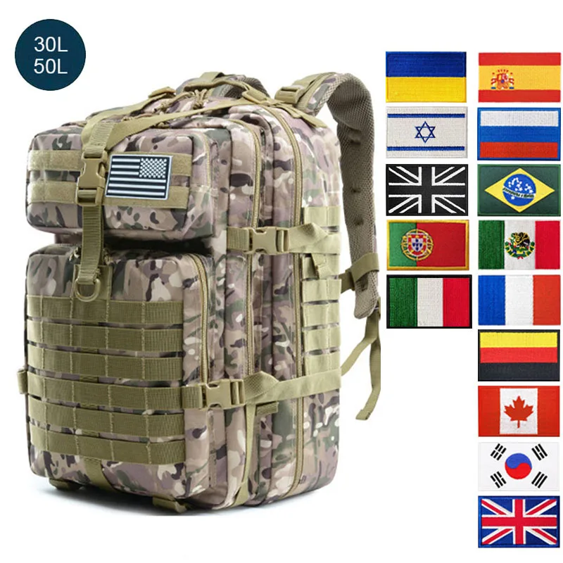 

30L/50L Large Capacity Camouflage Military Hiking Bag Waterproof Rucksacks Army Outdoor Camping Trekking Hunting Bag