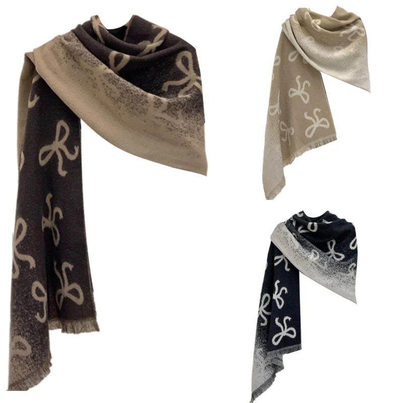 Двусторонняя шаль с бантом для путешествий осенние ветрозащитные накидки