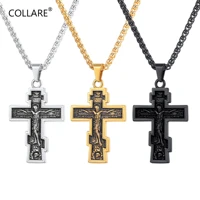 collare inri crucifix cross pendant men 316l stainless steel christian jewelry goldblack color jesus piece necklaces women p716