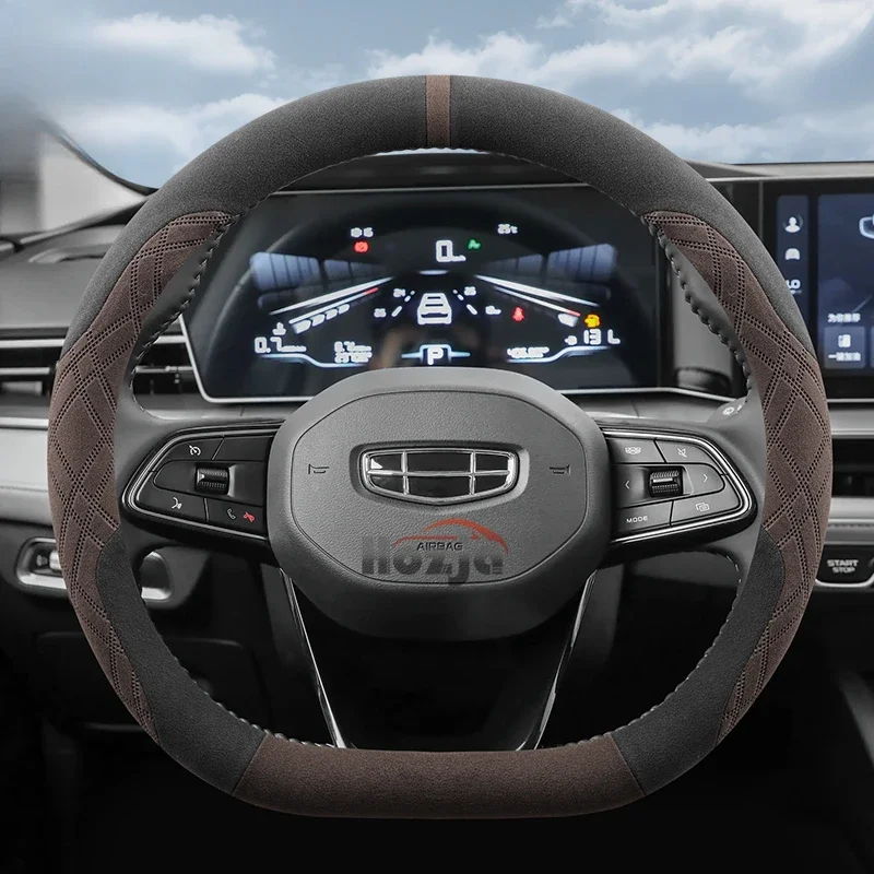 

Замшевый кожаный чехол на руль автомобиля для Geely Monjaro Xingyue L 2022 2023 2024 2025 автомобильный Стайлинг автоаксессуары