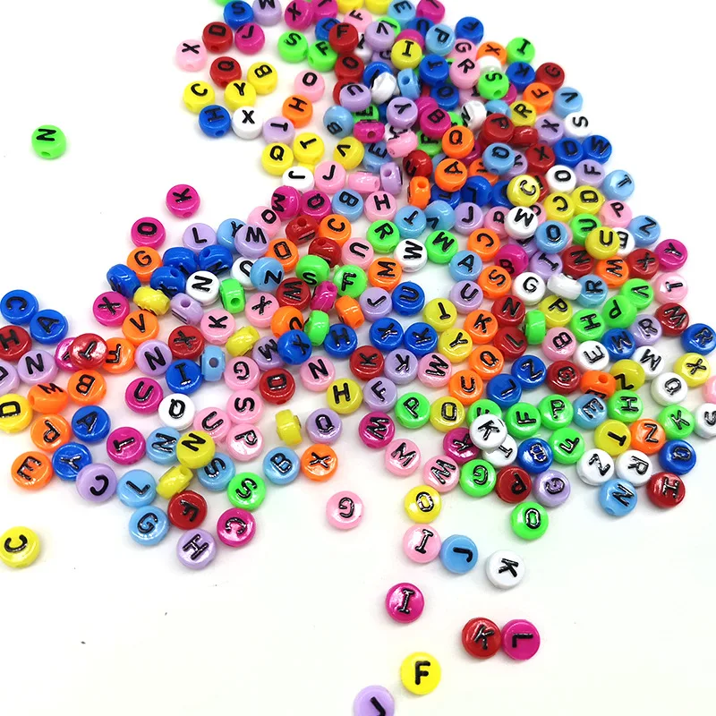 

100pcs 7mm Colorful Acrylic Round Beads Letter Loose Spacer Beads For Jewelry Making Handmade DIY Necklace Bracelet for Gift
