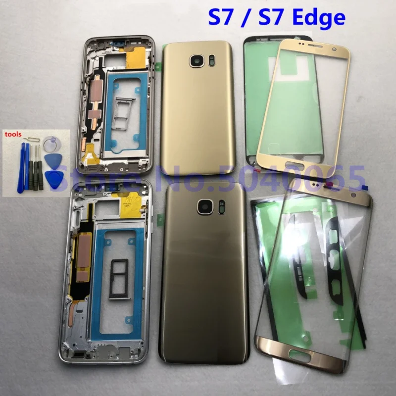 

S7 Middle Frame Battery Back Cover For Samsung Galaxy G930F G935F G930FD G935FD S7 Edge Full Housing With Touch Glass Lens