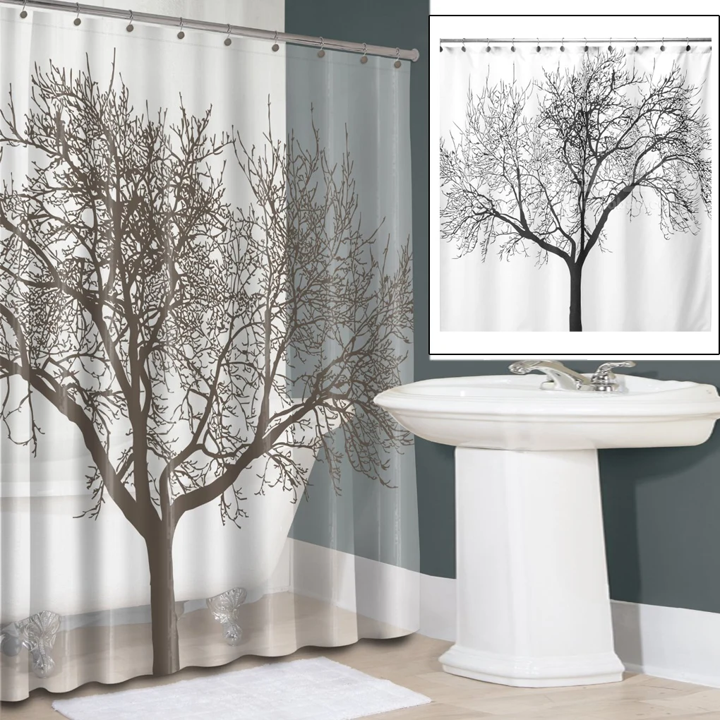 

Дизайнерская душевая занавеска с рисунком дерева для дома, ванной комнаты, изолирующая ванна или душ, для защиты пространства для конфиденц...