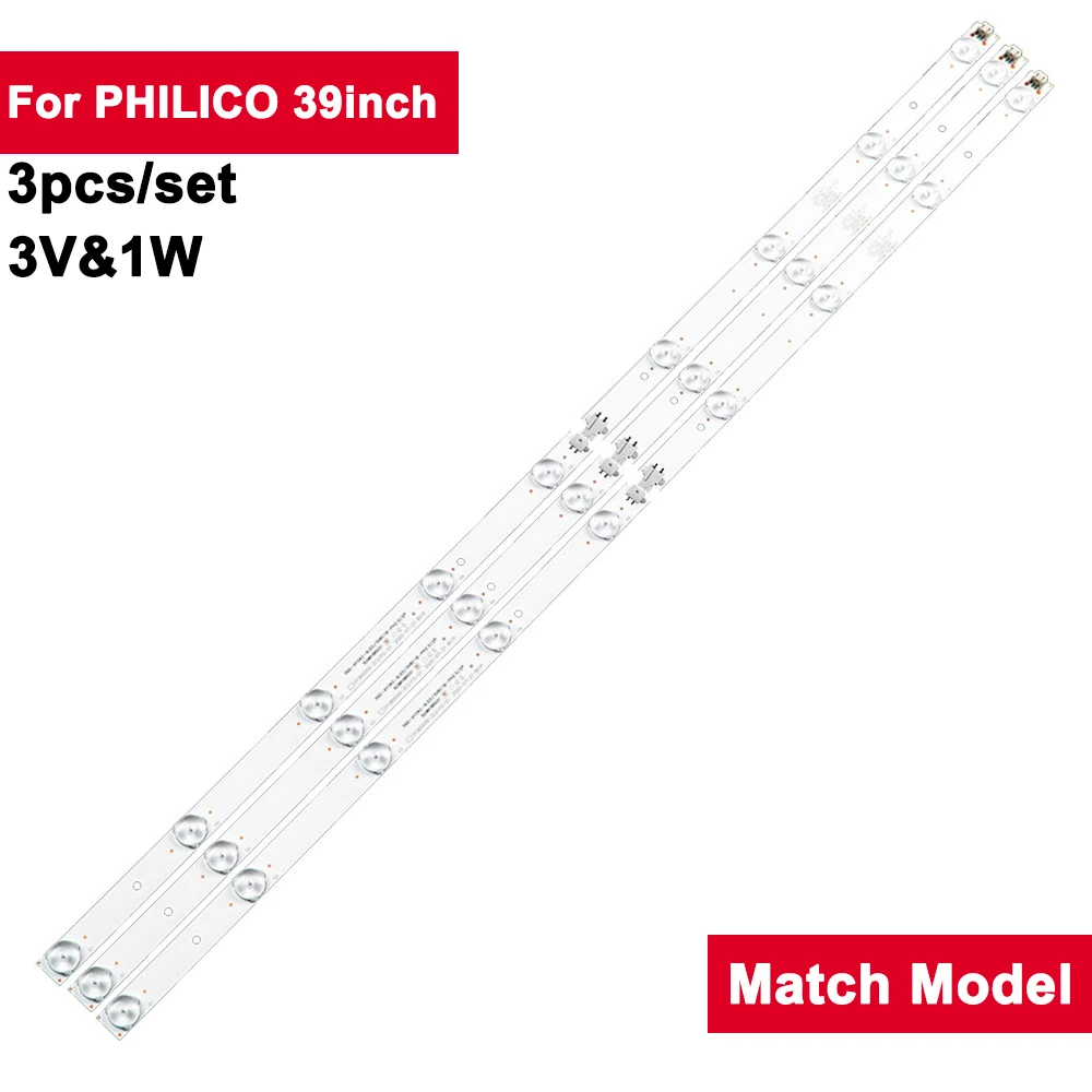 

3pcs 753mm Led Backlight Strips For PHILICO 39inch 0Y385D09-ZC21FG-01 PTV39N87D 03WY385031LE39F88S 39D80SA LE39D80 Ph39n86dsgw