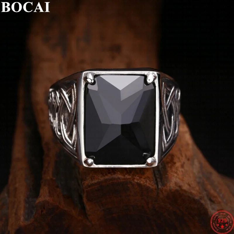 Мужские кольца из серебра 925 пробы BOCAI S925 в стиле ретро с неизменным ротанговым