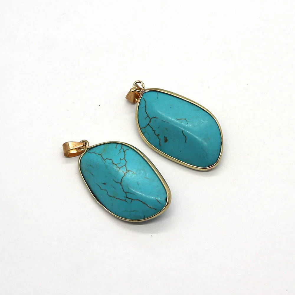 

Leaf Shape Blue Pine Stone Pendants Natural Stone Fashion Jewelry DIY Making Earrings Necklaces Geometric Charms Accessories