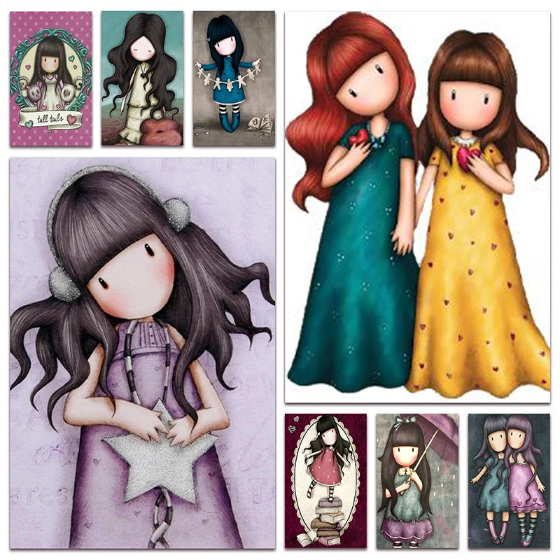 

New DIY Diamond painting mosaic Cartoon girl 5D Full Diamond embroidery Home decor Flower Fairy Goblin cross stitch picture E101