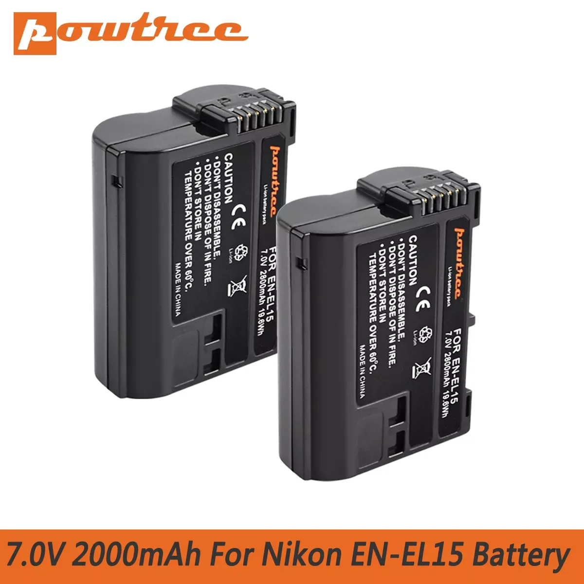 

NEW2023 2000mah EN-EL15 EN-EL15a Battery for Nikon D7000 D7100 D7200, D850 D750 Nikon D7500 Battery D810 D500 D800 D610EN-EL15b