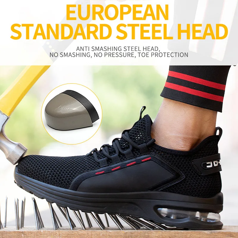 

New safety shoes outdoor summer comfortable and lightweight steel toe work shoes anti-smashing and anti-piercing