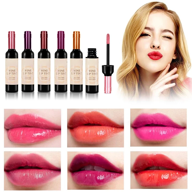 

Wine Lip Tint Wine Lipgloss Waterproof Bottle Style Set Long Lasting Gift Perfect Gift Lightweight Portable Handy Use Compact
