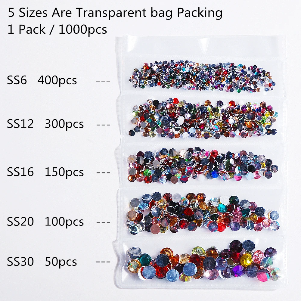 

1000 шт., разноцветные стразы для украшения одежды, 2/3/4/5/6 мм