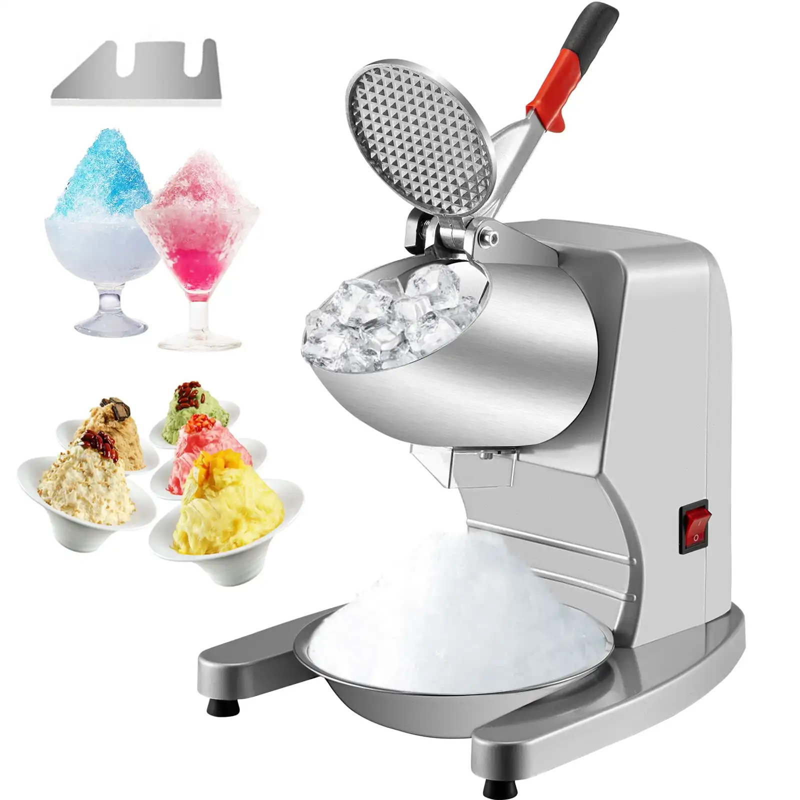 

VEVORbrand Electric Ice Shaver Crusher Machine w/ Dual Stainless Steel Blades Shaved Ice Machine 300W 1450 RPM | USA | NEW