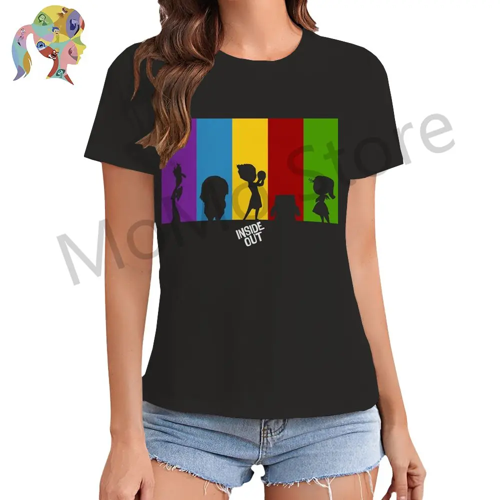 Disney Inside Out Kawaii Women's T-shirt Lovely O Neck Summer Y2k Streetwear Cheap Clothes Leisure Tops New 2024 XS-3XL 3D Print