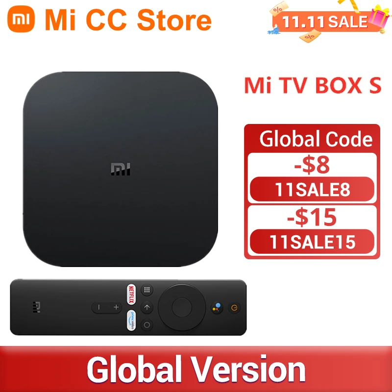 

ТВ-приставка Xiaomi Mi TV Box S, Android 9,0, 4K, HDR, 4 ядра, 2 ГБ, 8 ГБ, 2,4 ГГц/5 ГГц, Wi-Fi, встроенный Chromecast