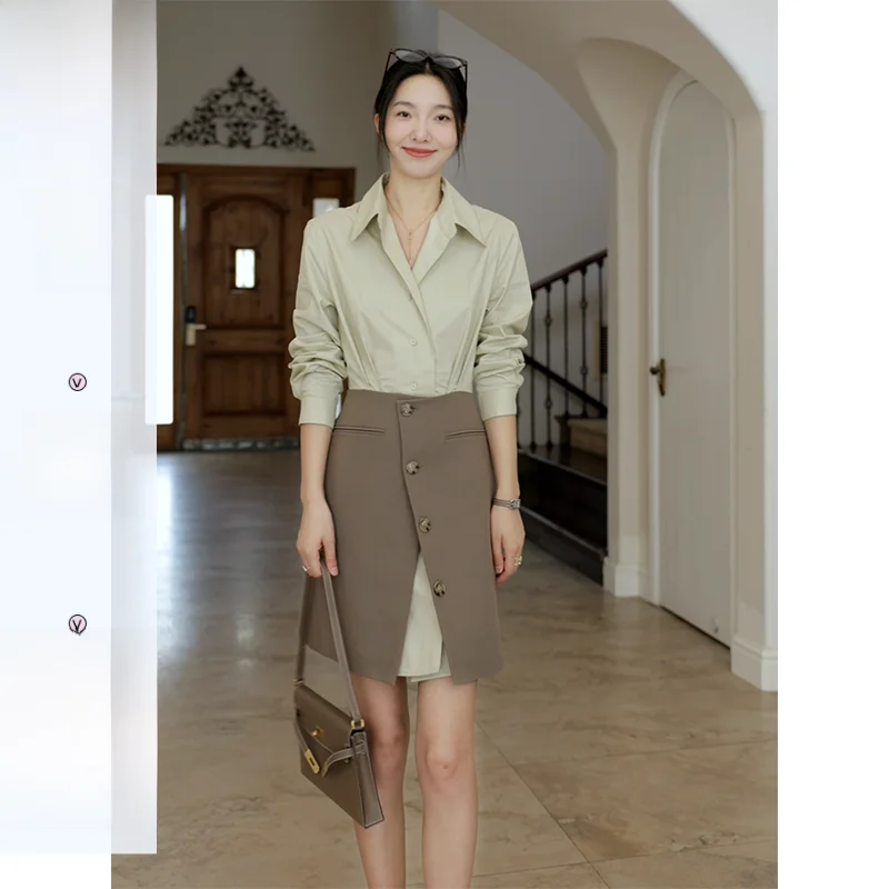 Guo Jiujiu из чистого хлопка темперамент пригородная лоскутная поддельная рубашка