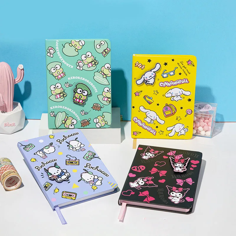 

Kawaii Sanrio Notebook Kuromi Cinnamoroll Keropppi Pochacco Student Notebook Velcro Book Creative Notepad Cute Hardcover