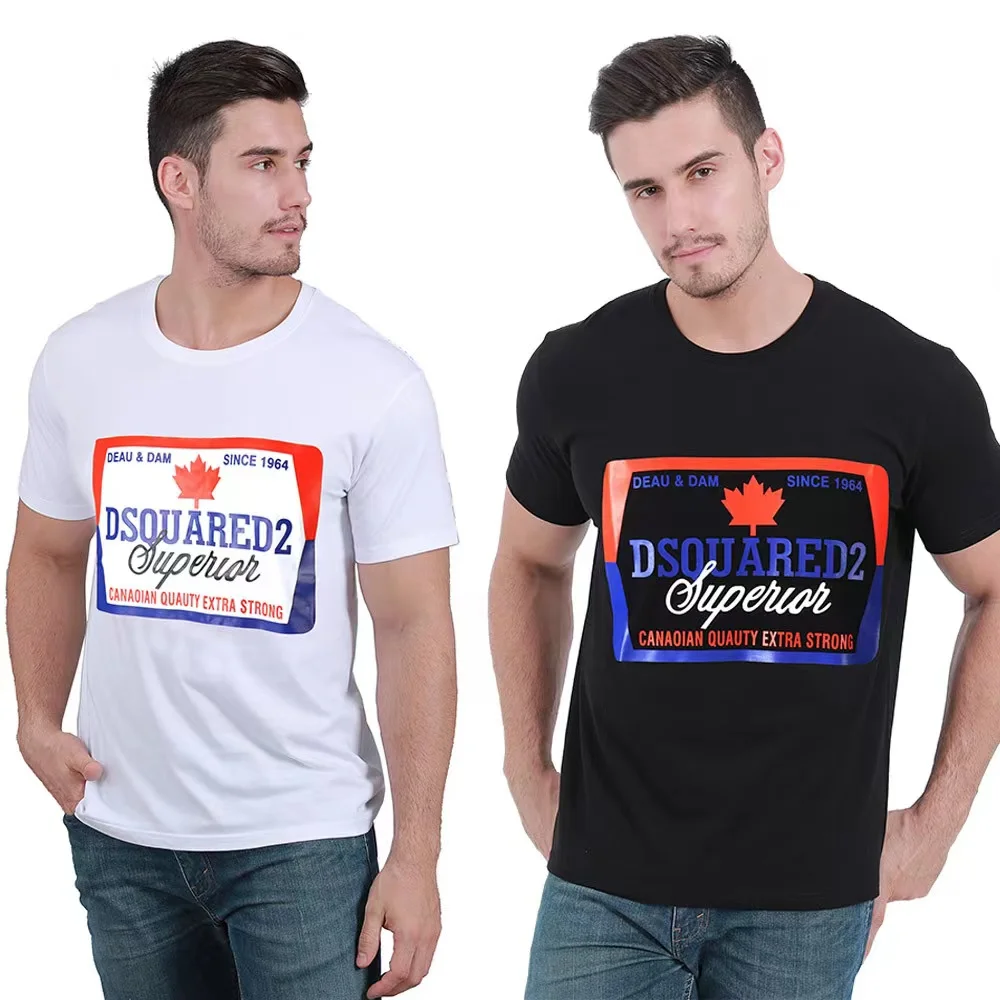 

Летние мужские футболки DSQ2ICOND2, мужские топы с коротким рукавом и принтом, модные повседневные свободные футболки из 100% хлопка с коротким ру...