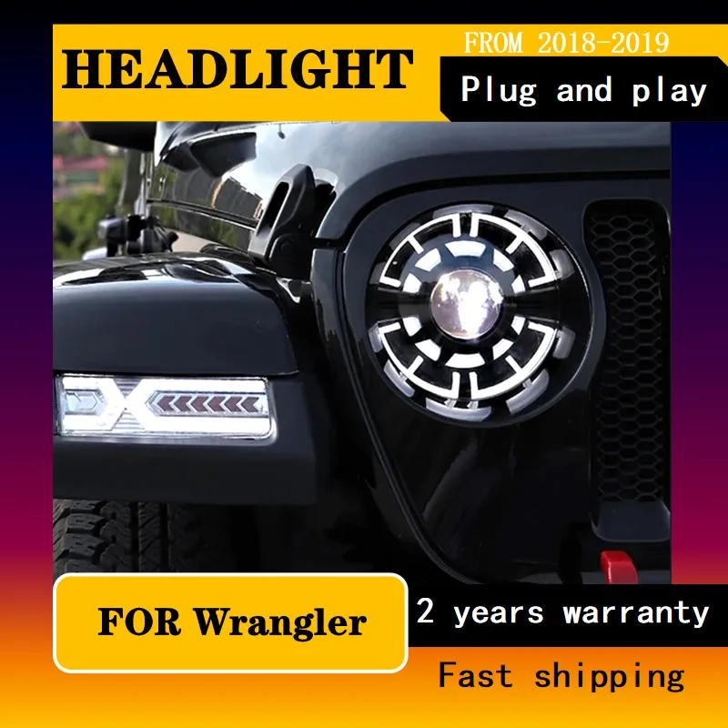 Стайлинг автомобиля для фар Jeep Wrangler 2018-2021 фары DRL указатель поворота дальний свет