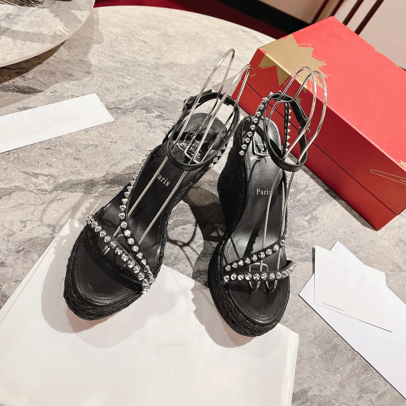 Top Quality Red Sole Womens High Heels 12cm Shoes Luxury Fashion Ladies Braided Sandals Classic Retro Designer High Heel HJ2047