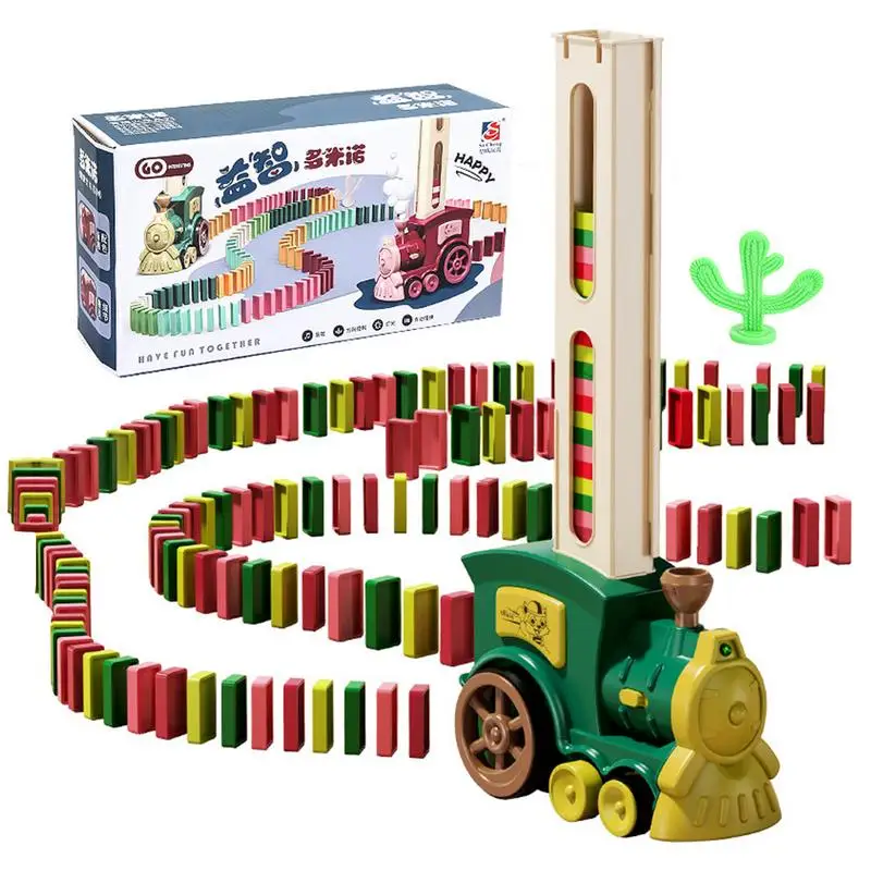 

Электрический поезд домино, детские блоки домино, игрушка, забавный Электрический поезд домино, строительные и штабелируемые игрушки для детей, мальчиков и девочек в возрасте