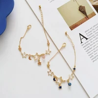 simple cute star moon pendant chain bracelet trendy exquisite connected finger bracelets hand accessories for women gifts