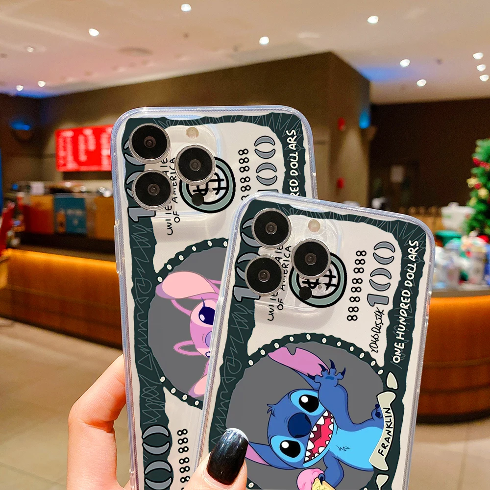 Прозрачный чехол для телефона DISNEY с Микки Маусом Лило и Стич iPhone 11 12 13 14 Pro Max Mini X XR