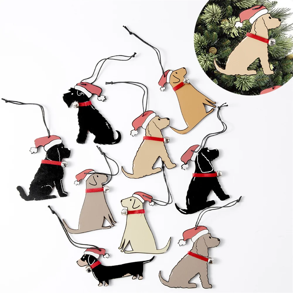 2023 Christmas Tree Pendant Cute Wooden Pet Dog Drop Ornament New Year Festive Party Supplies Room Decoration Xmas Navidad Gifts