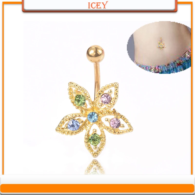 

1pc maple leaf belly ring gold navel stud leaf belly navel jewelry crystal belly button ring rhinestones belly body jewelry