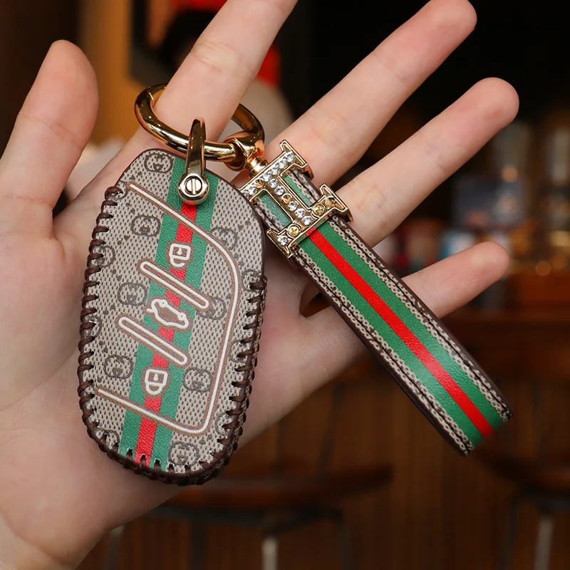 

Leather Car Key Case Cover Fob Protector for Roewe Rx5 Plus I5 I6 Max 350 Rx5 Max Rx3 Clever Baccessories Keychain Holder Skin