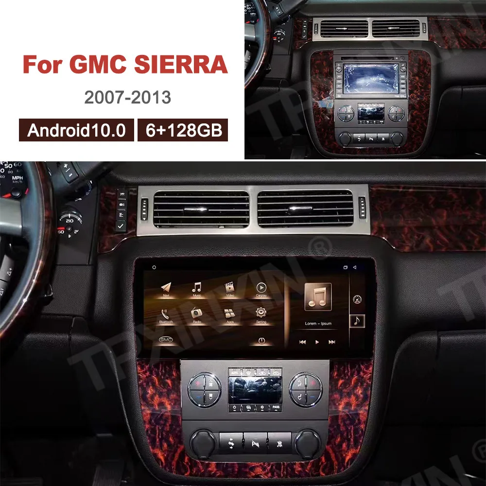 Reproductor Multimedia para coche GMC, pantalla de 13,3 pulgadas, 6 + 128G, Android 10, navegador GPS, Audio estéreo, IPS, grabadora de pantalla, para GMC Sierra 2016-2021